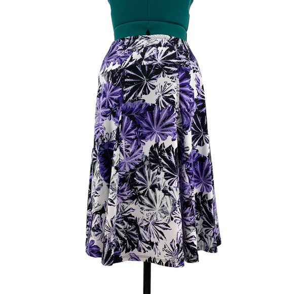 Nina K Purple, Black, and White Floral Full Knee Length Skirt, Small - Picture 8 of 15